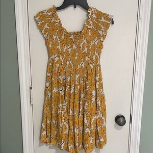 Angie golden yellow and cream floral dress